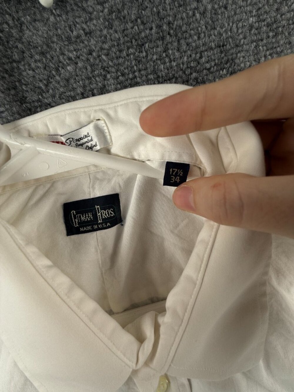 Gitman Bros Cotton White Button Up Shirt Long Sleeve Men 17.5 34 USA TTX Woven - Picture 9 of 16